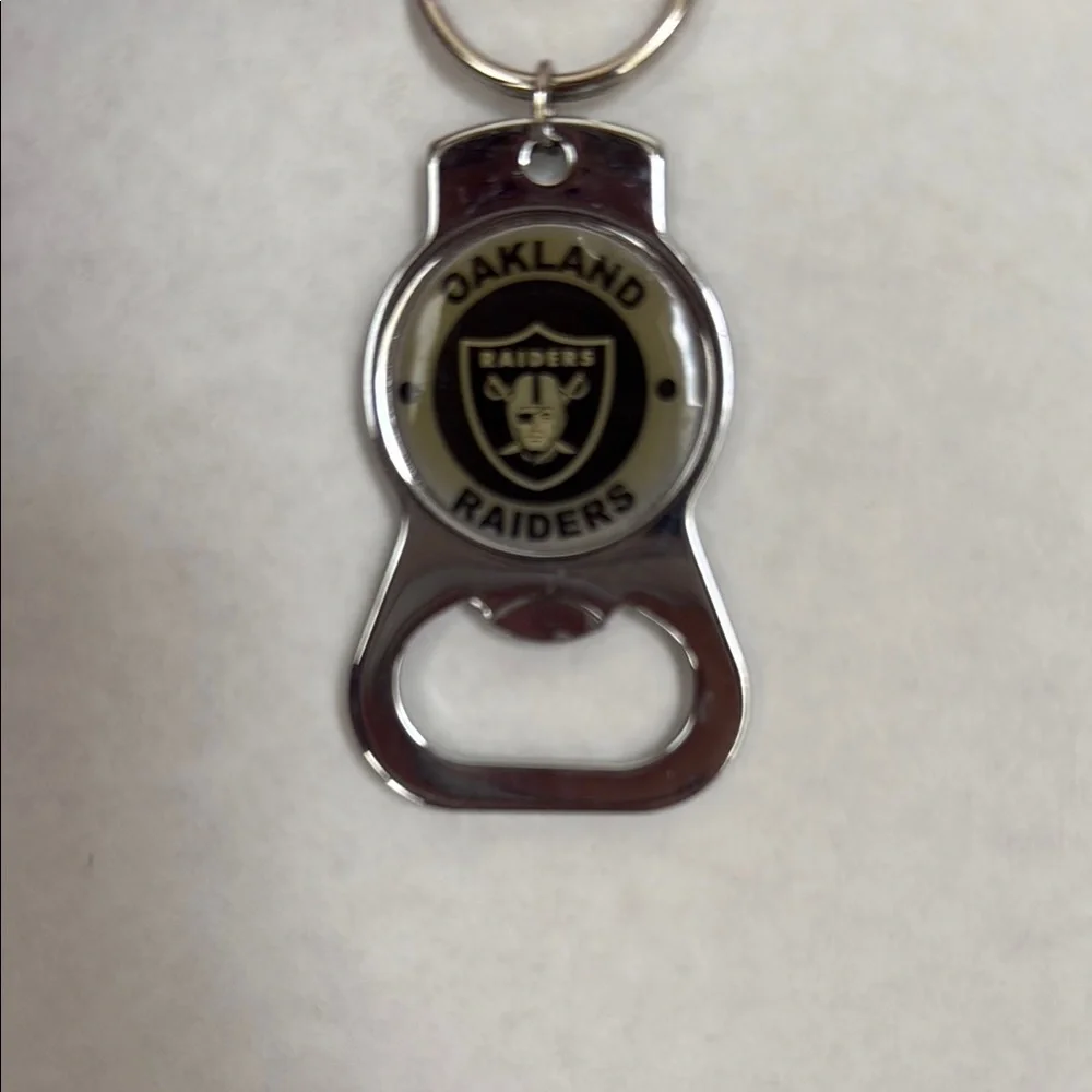 Oakland Raiders Silver Keychain Bottle Opener